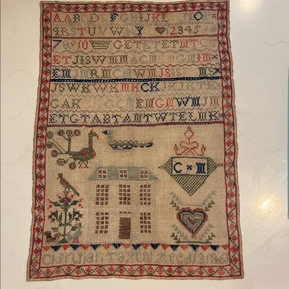 Charming Embroidered Alphabet Sampler 1861 - Picture 5 of 5